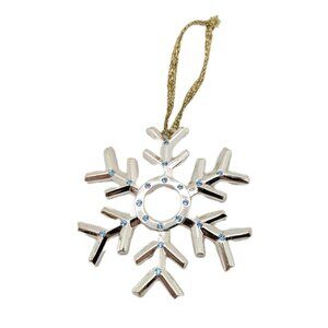 Harvey Lewis Snowflake Christmas Ornament Swarovski Crystal blue almost 3"